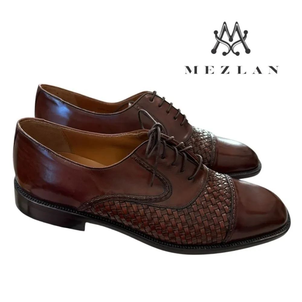 New Mezlan San Juan Cognac Men's Lace-Leather Oxford Dress Shoes 11.5 11.5M